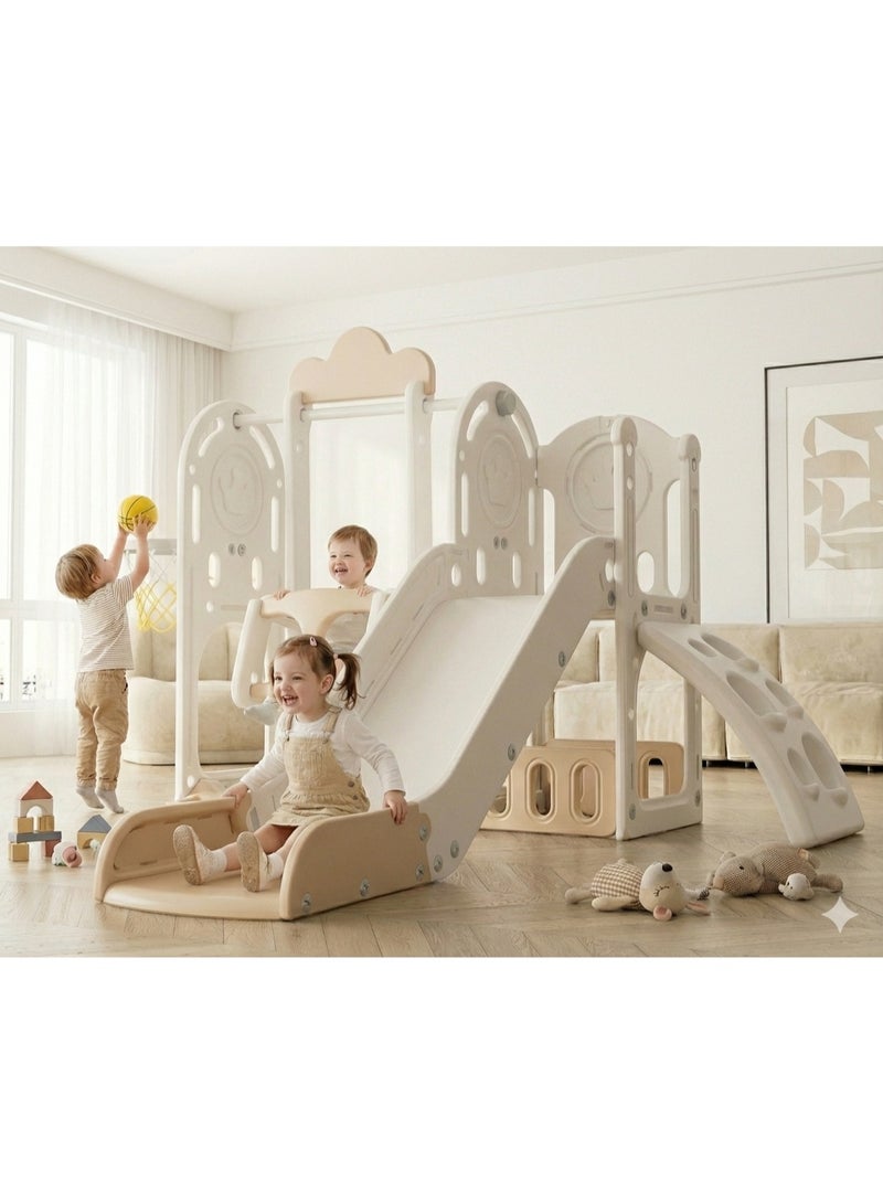 FULL JOY Children's Slide and Swing Set with Basketball Hoop 3*1 ,Indoor and outdoor playground set for toddlers, climbing play set for kids - Image 5